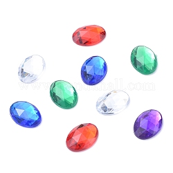 Imitation Taiwan Acrylic Rhinestone Cabochons, Faceted, Flat Back Oval, Mixed Color, 18x13x4mm, about 500pcs/bag