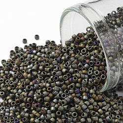Toho perles de rocaille rondes, Perles de rocaille japonais, (614) couleur mate brun iris, 15/0, 1.5mm, Trou: 0.7mm, environ 3000 pcs/10 g