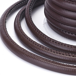 Cables redondos de cuero de la PU, coco marrón, 4mm, alrededor de 4.37 yarda (4 m) / rollo