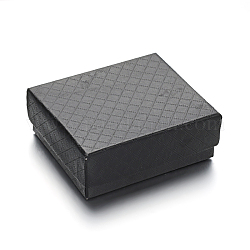 Cajas de joyas de cartón del rectángulo de reloj de bolsillo, negro, 82x71x31mm