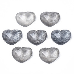Cabochon in resina trasparente, increspatura dell'acqua, cuore, grigio, 17x21x7.5mm