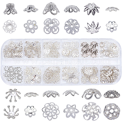 Sunnyclue Perlenkappen aus Eisen, Messing und Legierung, Blume, Silber, 130x50x15 mm, 240 Stück / Karton