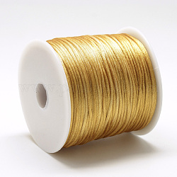 Hilo de nylon, Cordón de satén de cola de rata, vara de oro, aproximamente 1 mm, alrededor de 76.55 yarda (70 m) / rollo