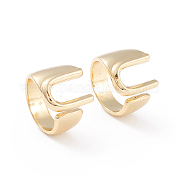 Brass Cuff Rings, Open Rings, Long-Lasting Plated, Real 18K Gold Plated, Letter.U, Size 6, 17mm