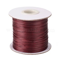 Cordón de poliéster encerado coreano, de color rojo oscuro, 1mm, aproximamente 85 yardas / rodillo