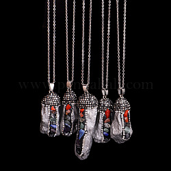 Nugget-Anhänger-Halskette aus rohen, rauen gemischten Edelsteinen mit Strass, Chakra-Yoga-Halskette mit Legierungsketten für Frauen, Silber, 19.69 Zoll (50 cm)