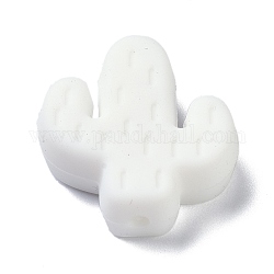 Silicone Focal Beads, Chewing Beads For Teethers, Cactus, White, 25x23x8mm, Hole: 2.3mm
