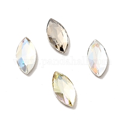 K9 Glass Rhinestone Cabochons, Flat Back & Back Plated, Faceted, Horse Eye, Mixed Color, 10x5x2.5mm
