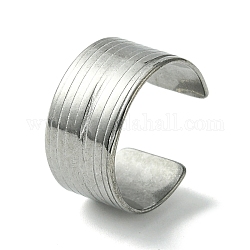 304 anello per polsino aperto scanalato in acciaio inossidabile, colore acciaio inossidabile, misura degli stati uniti 7 3/4 (17.9mm)