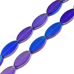 Brins de perles de verre transparentes peintes, ovale, mauve, 19x10x3.5mm, Trou: 1.4mm, Environ 22 pcs/chapelet, 16.93'' (43 cm)