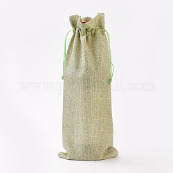Nachahmung Sackleinen Taschen, Flaschentasche, Kordelzugbeutel, dark khaki, 34~35x14~15 cm