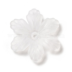 Trasparenti protezioni del branello acrilico, 6 -petal, smerigliato, fiore, bianco, 27x24x5mm, Foro: 1.6 mm, circa 666pcs/500g