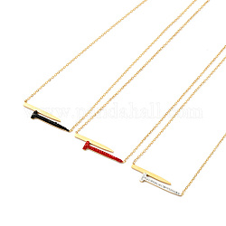 Halskette mit Strass-Anhänger in Nagelform, vergoldet 304 Edelstahlschmuck für Damen, Mischfarbe, 17.52 Zoll (44.5 cm)