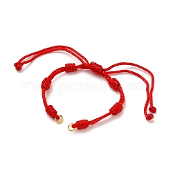 Регулируемый плетеный браслет из нейлонового шнура, с 304 открытыми прыжковыми кольцами из нержавеющей стали, красные, длина одной цепи: около 6 дюйма (15 см)