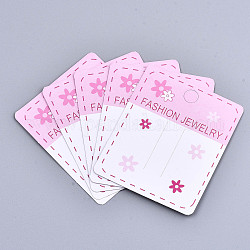 Дисплей картона карточки зажим волос, прямоугольные, ярко-розовый, 7.3x6 см
