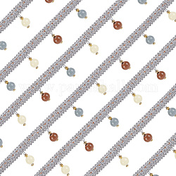 Borde de encaje de poliéster, con adorno de borlas de cuentas acrílicas, tiras de ribete para la decoración de textiles para el hogar, colorido, 5/8~2 pulgada (15~50 mm), aproximadamente 12.58 yarda (11.5 m) / tarjeta