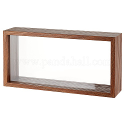 Scatole di presentazione in legno rettangolari, con finestra in acrilico trasparente su entrambi i lati, cammello, 25.9x12.6x6cm