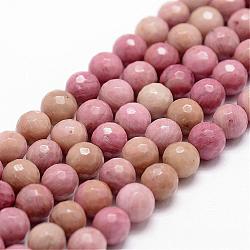 Chapelets de perles en rhodonite naturelle, facette, ronde, 8mm, Trou: 1mm, Environ 44 pcs/chapelet, 14.9 pouce ~ 15.1 pouces