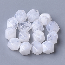 Perles acryliques, style de pierres fines imitation, polygone, blanc clair, 11.5x10x10mm, Trou: 2mm, environ 428 pcs/500 g