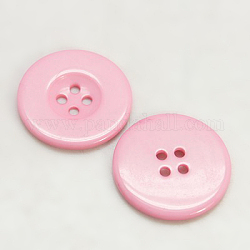 Botones de resina, teñido, plano y redondo, rosa, 22x3mm