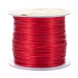 Japanische flache elastische Kristallschnur, Polyesterfaden, für Stretcharmbänder Edelsteinschmuckherstellung, rot, 0.5 mm, ca. 65.6 Yard (60m)/Rolle