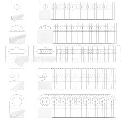 Nbeads 250 stücke 5 stil transparent pvc selbstklebende aufhängelaschen, mit Euroschlitz klappbar, für Einzelhandels-Display-Tabs, Mix-förmig, Transparent, 50pcs / style