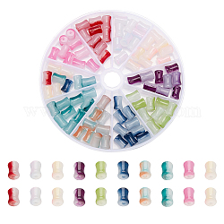 Nbeads 90pcs brins de perles de verre 10 couleurs, forme de bâton de bambou, couleur mixte, 11.5~12x8~8.5mm, Trou: 1.1mm, 9 pcs / couleur