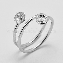925 Sterling Silber Finger Ring Komponenten, für die Hälfte gebohrt Perlen, Platin Farbe, Fach: 5.5 mm, 16.5 mm, Stift: 0.7 mm