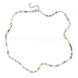 Colliers de perles de verre avec 304 fermoirs en acier inoxydable, verte, 18.31 pouce (46.5 cm)