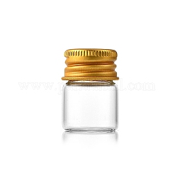 Botellas de vidrio grano contenedores, Tubos de almacenamiento de cuentas con tapa de rosca y tapa de aluminio chapada en oro., columna, Claro, 2.2x3 cm, capacidad: 5ml (0.17fl. oz)