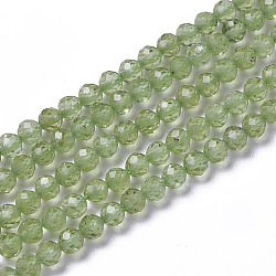 Chapelets de perles en péridot naturel, facette, ronde, 3~3.5x2~3.5mm, Trou: 0.2mm, Environ 120~189 pcs/chapelet, 16.2~16.4 pouce (41.3~41.7 cm)