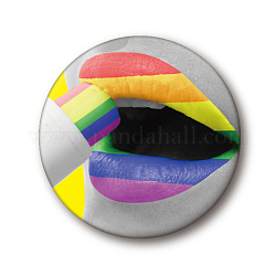 Плоская круглая булавка на лацкан из белой жести цвета радуги, бейдж для рюкзака, губа, 44 мм