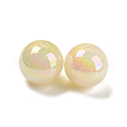 Perles en plastique ABS, ronde, de couleur plaquée ab , verge d'or pale, 16mm, Trou: 2.5mm