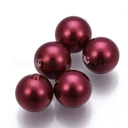 Perle di conchiglia dipinte a spruzzo, mezzo forato, tondo, rosso scuro, 12mm, mezzo buco: 1 mm
