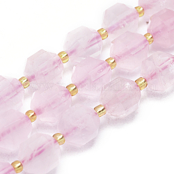 Chapelets de perles en quartz rose naturel, facette, ronde, 9~10mm, Trou: 1mm, Environ 31~33 pcs/chapelet, 14.5 pouce ~ 15.9 pouces (37~40.5 cm)