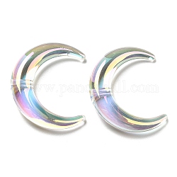 Perlas de acrílico transparentes con recubrimiento uv, iridiscente, luna, Claro, 46x39x10mm, agujero: 3 mm