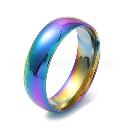 Placcatura ionica (ip) 304 anello a fascia piatta in acciaio inossidabile, colore arcobaleno, formato 7, diametro interno: 17mm, 6mm