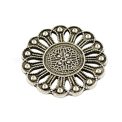 Tibetan Style Alloy Chandelier Component Links, Flower, Lead Free , Antique Silver, 28x1.5mm, Hole: 2mm, about 255pcs/1000g