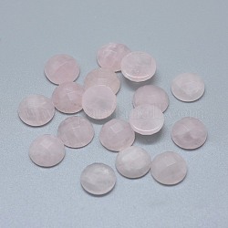 Rosa naturale cabochon di quarzo, sfaccettato, mezzo tondo/cupola, 12~13x5~5.5mm