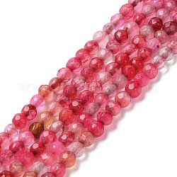 Natürliche Achat Perlen Stränge, facettiert rund, gefärbt und erhitzt, Purpur, 3.7~4x3.9~4.3 mm, Bohrung: 0.8 mm, ca. 89~93 Stk. / Strang, 13.98'' (35.5 cm)