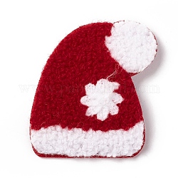 クリスマス帽子クロススナップヘアクリップ  鉄のクリップ付き  女の子のためのヘアアクセサリー  暗赤色  60x49x3mm