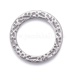 304 anelli di collegamento in acciaio inox, Taglio laser, texture, anello rotondo, colore acciaio inossidabile, 15x0.8mm, diametro interno: 11mm