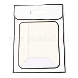 Sacs en papier rectangle, retourner le sac en papier, avec poignée et fenêtre en plastique, blanc, 35x25x15 cm