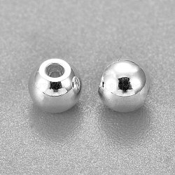 304 perline in acciaio inossidabile, tondo, argento, 4x3mm, Foro: 2 mm
