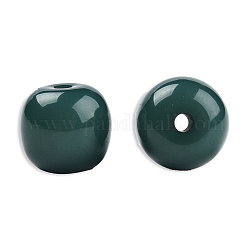 Perles de résine opaques, baril, sarcelle, 12x11mm, Trou: 1.6~1.8mm