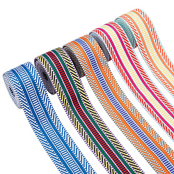Wadorn 5 pièces 5 couleurs ruban rayé en polyester style bohème, Accessoires de vêtement, couleur mixte, 2 pouce (50 mm), environ 2 verges/pc, 1 pc / couleur