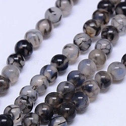 Natural Agate Round Beads Strands, Dyed, Gainsboro, 4mm, Hole: 1mm, about 106pcs/strand, 15.35inch