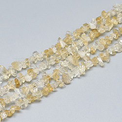Chapelets de perles de citrine naturelle, puce, teints et chauffée, 3~11x3~5x1~4mm, Trou: 1mm, Environ 380~400 pcs/chapelet, 33 pouce