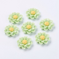 Resin Cabochons, Flower, Ideal For Costume & Headwear and Earring Decoration, Pale Green, 25x7mm