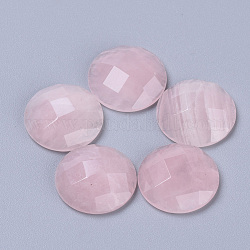 Природного розового кварца кабошонов, граненый круглый половины, 15x5 мм